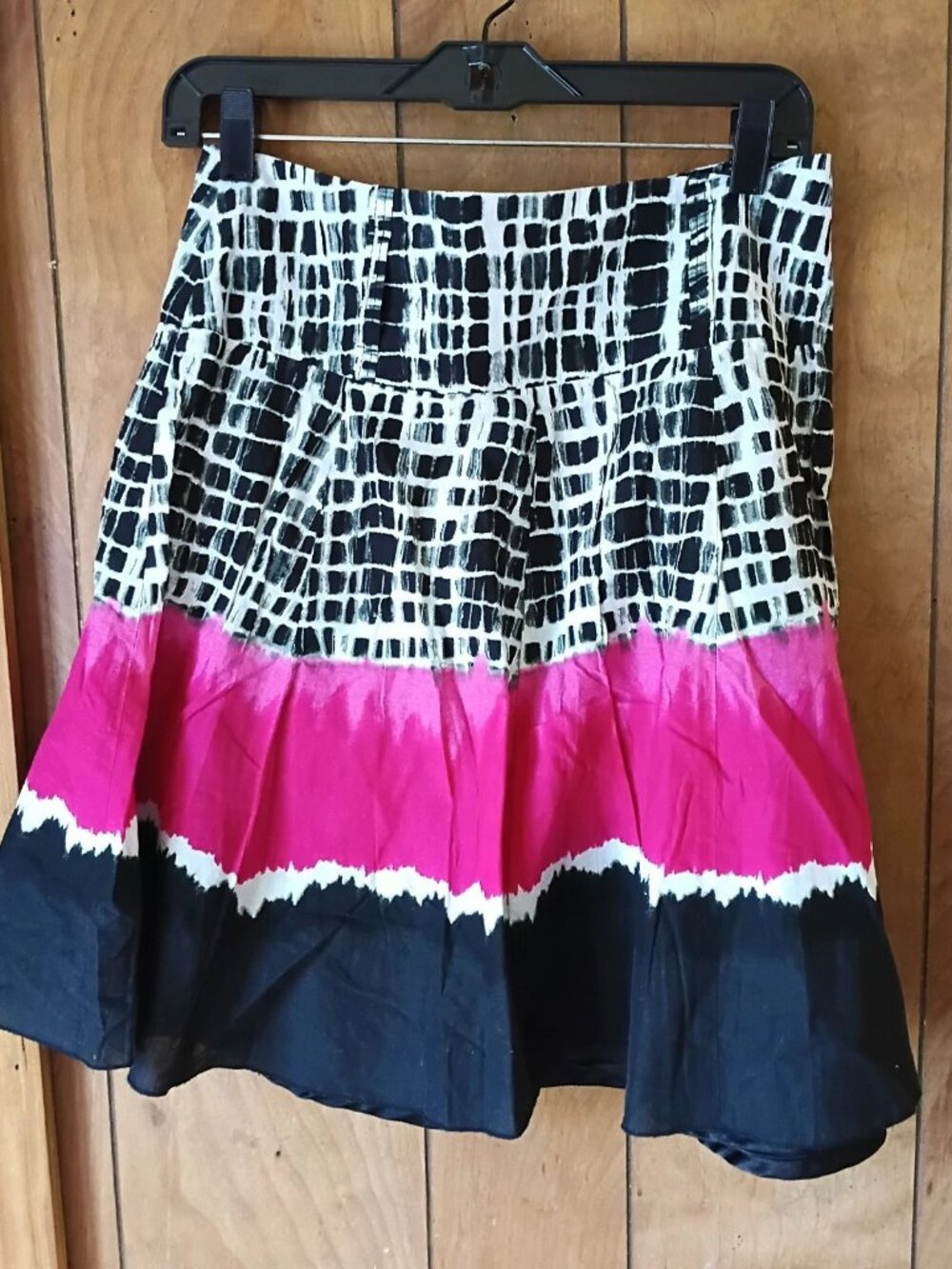Tracy Evans Women's Size 5 Cotton Smocked Waist A-Line Skirt Side Zip
